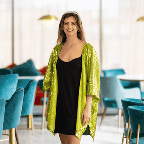 Sequin Kimono Chartreuse Green