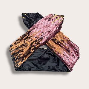 Sequin Wired Pink, black, bronze and Gold Hair Wrap