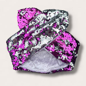 Sequin Wired Pink and Silver Hair Wrap