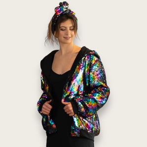 Sequin Jacket multicoloured with hood