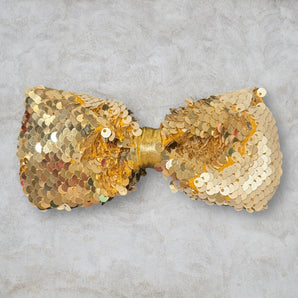 Gold Sequin Bow Hair Clip