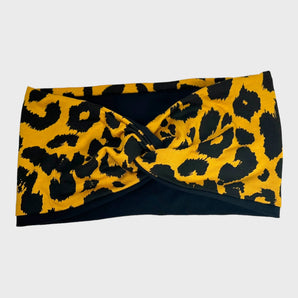 Stretchy Headband Mustard Leopard Print