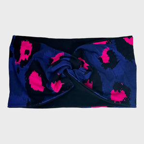 Stretchy Headband Blue and Pint Animal Print