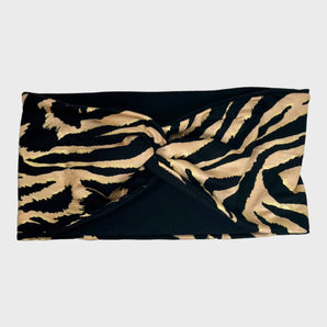 Stretchy Headband Gold and Black Tiger Print