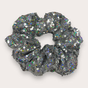 Iridescent Silver Sequin Scrunchie