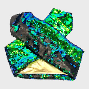 Sequin Wired Green and Black Hair Wrap