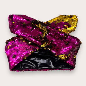 Sequin Wired Pink and Gold Hair Wrap