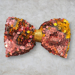 Pink and Gold Sequin Bow Hair Clip