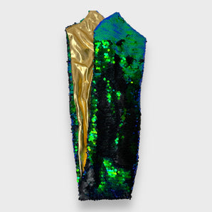 Sequin Wired Green and Black Hair Wrap
