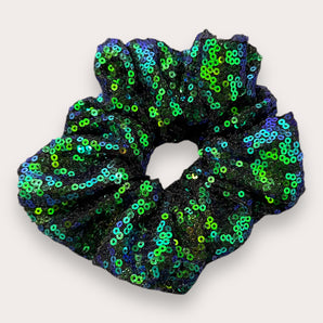Iridescent Green Sequin Scrunchie