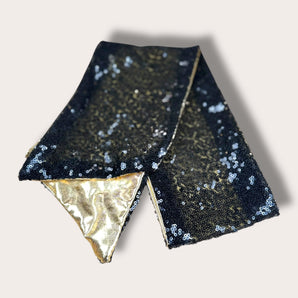 Black and Gold Sequin Hair Wrap