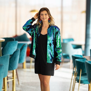 Sequin Jacket Mermaid Green with Gold Wings