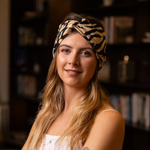 Stretchy Headband Gold and Black Tiger Print