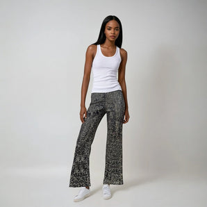 Grey Sequin Stretch Trousers