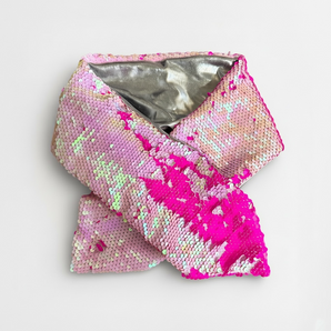 Sequin Wired Pink and Iridescent white hair wrap