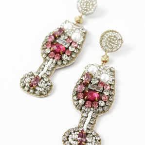 PINK CHAMPAGNE GLASS EARRINGS