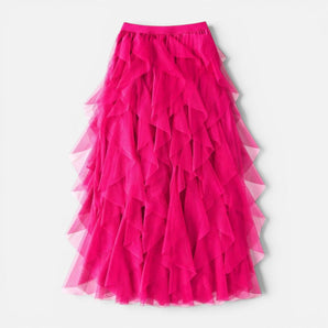 Bright Pink Tulle Layered Skirt