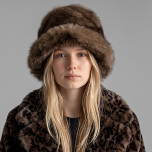 Chocolate Brown Bamboo Blend Faux Fur Bucket Hat