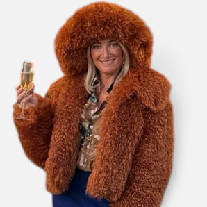 Rust Shaggy Faux Fur Bamboo Blend Jacket