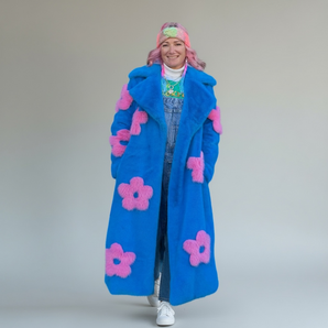 Bamboo Blend Faux Fur flower Coat
