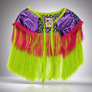 Purple and turquoise Sequin and Tassel Shoulder Cape