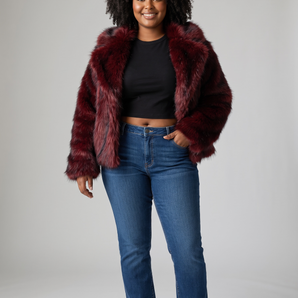 Burgundy Silky Faux Fur Bamboo Blend Jacket