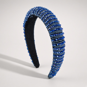 Blauwe Kralen Hoofdband met Kristal Bl