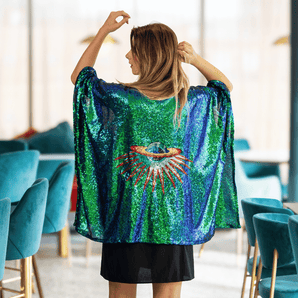 Sequin Kimono with Planet Appliqué
