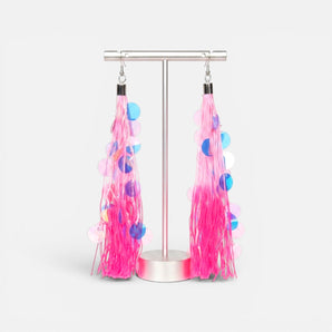 Pink Ambre And large Sequin Tassel Earrings