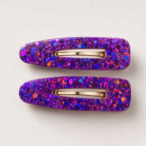 Iridescent Purple Handmade Recycled Sequin Resin Hair Clips