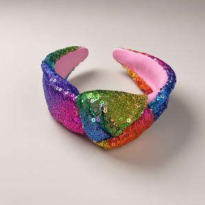 Rainbow Sequin Knot Headband