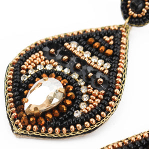 BLACK AND GOLD TEARDROP EARRINGS