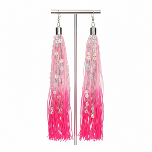 Pink Ambre And Sequin Tassel Earrings