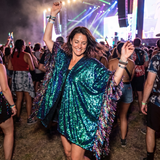 Handmade mermaid green sequin kimono with tinsel fringe perfect carnival, festival clothing