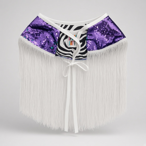 Purple and turquoise Sequin and Tassel Shoulder Cape