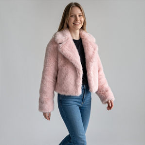 Blush Pink Silky Faux Fur Bamboo Blend Jacket