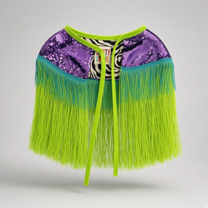 Purple , turquoise and green Sequin and Tassel Shoulder Cape