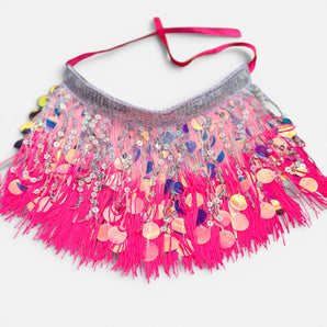 Pink Ambre Sequin and Tassel Choker