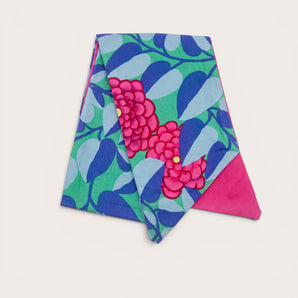 Pink And Blue Floral Cotton Hair Wrap | Handmade Botanical Head Scarf | Festival Hair Accessory