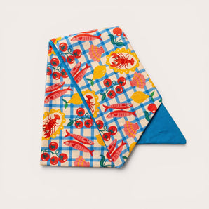 Mediterranean Picnic Cotton Hair Wrap | Handmade Coastal Head Scarf | Summer Hair Accessory