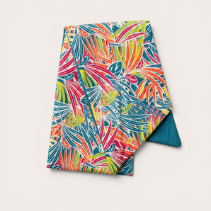 Tropical Leaf Cotton Hair Wrap | Handmade Botanical Head Scarf | Festival Hair Accessory
