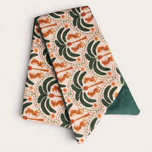 Safari Cotton Hair Wrap | Handmade Leopard & Palm Head Scarf | Jungle Hair Accessory