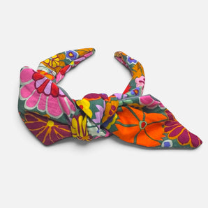 Retro Flower Power Slide-On Bow Headband