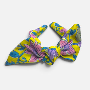 Yellow Boho Floral Slide-On Bow Headband