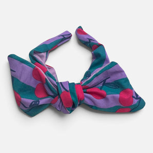 Purple Retro Cherry Slide-On Bow Headband
