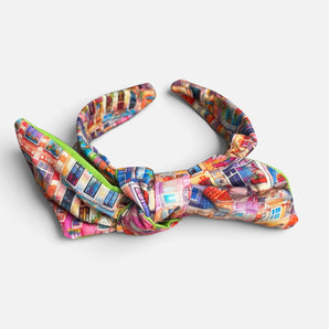 Colourful Italian Street Slide-On Bow Headband