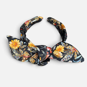 Midnight Garden Floral Slide-On Bow Headband