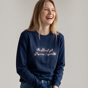 The Older I Get Navy Diamanté Sweatshirt – Hand Embellished