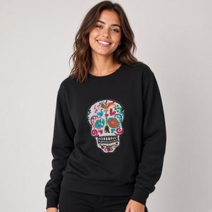 Hand Embellished Colourful Sequin Skull Sweat Top