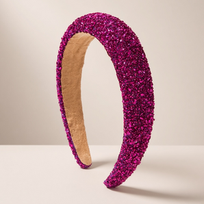 Bright Pink Beaded Crystal Headband